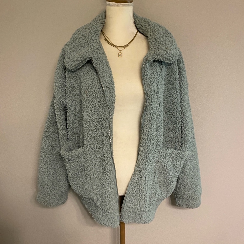 Dusty Blue Teddy Jacket Sz M/L